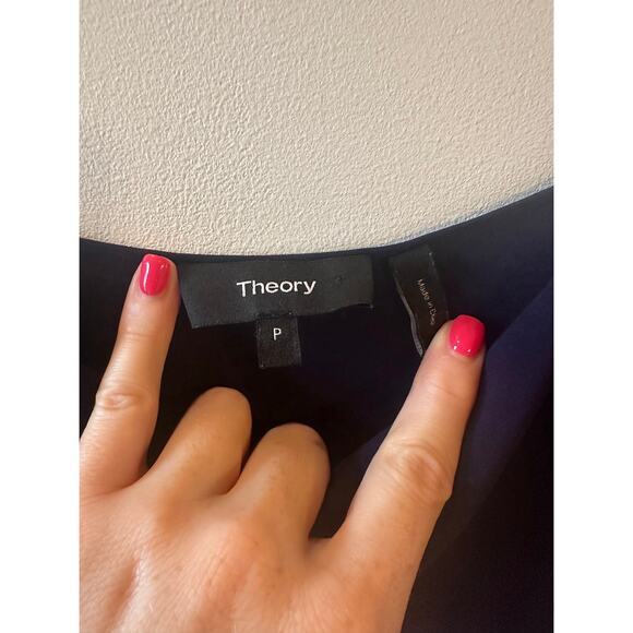 Theory Bundle Petite Navy Blue Striped Short Sleeve Knit Camisole Top - Picture 7 of 12